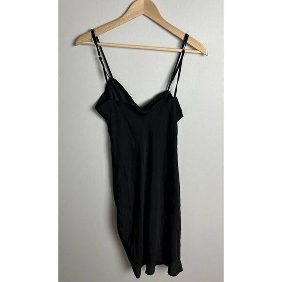 Free People Black Ruched Slip Dress Adjustable Spaghetti Straps Size Small Wm’s - Picture 2 of 6